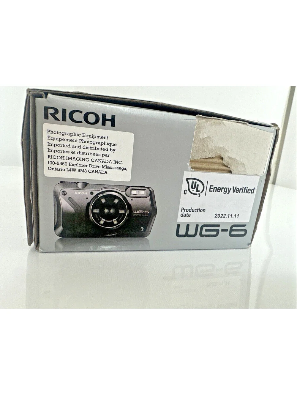 Ricoh WG-6 Waterproof Digital Camera Black Open Box 20MP 4K GPS Macro Stand